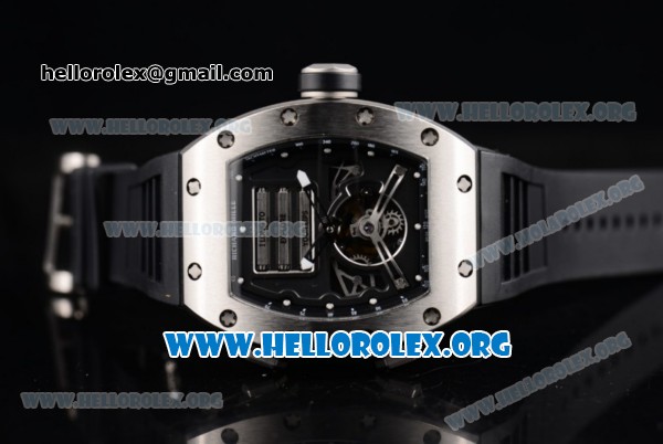 Richard Mille RM 69 Erotic Tourbillon Miyota 9015 Automatic Steel Case with Skeleton Dial Black Rubber Strap and Dot Markers - Click Image to Close